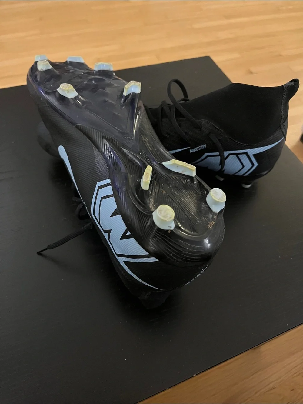 Nike Zoom Superfly 10 Academy Soccer Cleats (Black/Ice Blue)  - size 11